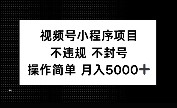 图片[1]-视频号小程序项目，不违规不封号，操作简单 月入5000+-蛙蛙资源网