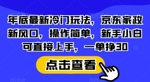 图片[1]-年底最新冷门玩法，京东家政新风口，操作简单，新手小白可直接上手，一单挣30【揭秘】-蛙蛙资源网