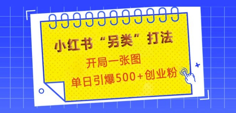 图片[1]-小红书“另类”打法，开局一张图，单日引爆500+精准创业粉【揭秘】-蛙蛙资源网