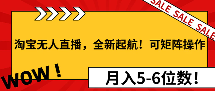 图片[1]-（13946期）淘宝无人直播，全新起航！可矩阵操作，月入5-6位数！-蛙蛙资源网