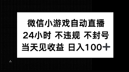 图片[1]-微信小游戏自动直播，24小时直播不违规 不封号，当天见收益 日入100+-蛙蛙资源网