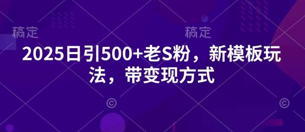 2025日引500+老S粉，新模板玩法，带变现方式