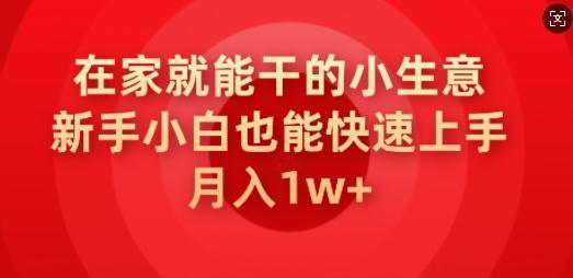 在家就能干的小生意，新手小白也能快速上手，月入1w
