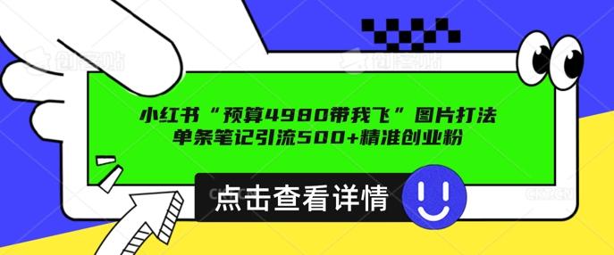 小红书图片引流打法，一张图片引爆创业粉 私信回不完，单条笔记引流500+精准创业粉