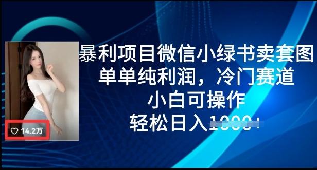 暴利项目微信小绿书卖套图，单单纯利润，冷门赛道， 小白可操作，轻松日入多张