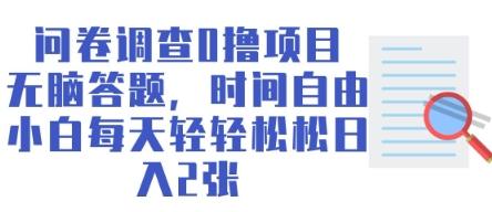 问卷调查0撸项目，无脑答题，时间自由，小白每天轻轻松松日入2张