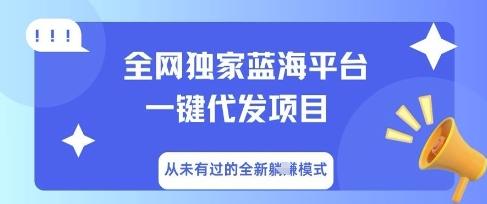 全网独家蓝海平台一键代发项目，从未有过的全新躺Z模式