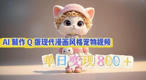 AI制作Q版现代漫画风格宠物视频，单日变现几张