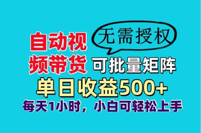 （14229期）自动视频带货，可批量矩阵，单日收益500+、轻松实现睡后收益，小白可轻松上手