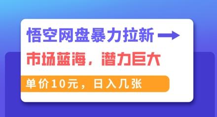 悟空网盘暴力拉新：一单10元，市场空白，日入几张