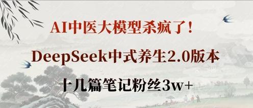 AI中医大模型杀疯了！DeepSeek中式养生2.0版本，十几篇笔记粉丝3w+