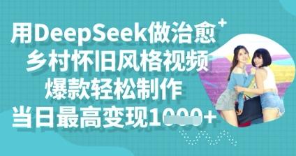 用DeepSeek做治愈乡村怀旧风格视频，爆款轻松制作，当日最高变现多张