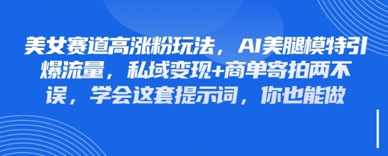 美女赛道高涨粉玩法，AI美腿模特引爆流量，私域变现+商单寄拍两不误，学会这套提示词，你也能做