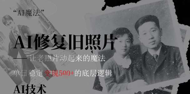 AI 魔法：让泛黄旧照变成朋友圈爆款视频，私域转化率提升50%，单日变现5张