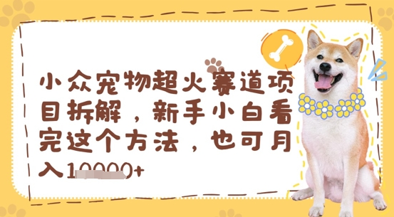 小众宠物超火赛道项目拆解，新手小白看完这个方法，也可月入过w