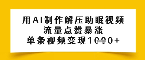 用AI制作解压助眠视频，流量点赞暴涨，单条视频变现多张