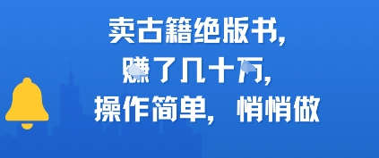 卖古籍绝版书，挣了几十个，操作简单，悄悄做