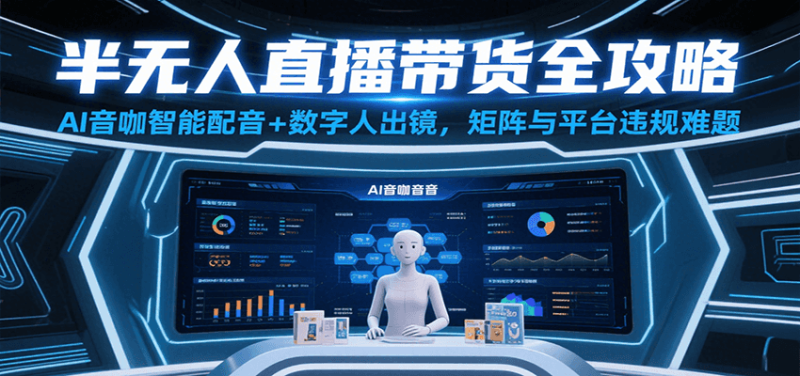 半无人直播带货全攻略：AI音咖智能配音+数字人出镜，解决账号矩阵与平台违规难题