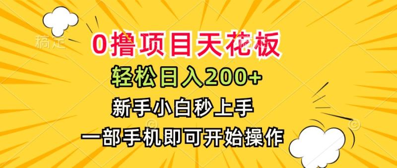 （15341期）0撸项目天花板，日入200+，新手小白秒上手，一部手机即可操作