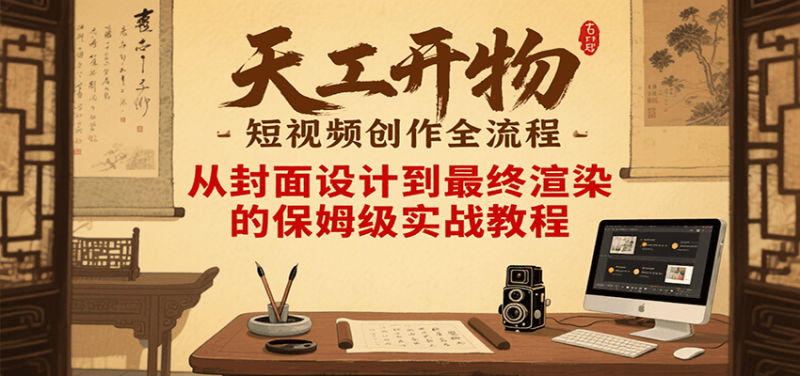 天工开物短视频创作全流程，从封面设计到最终渲染的保姆级实战教程