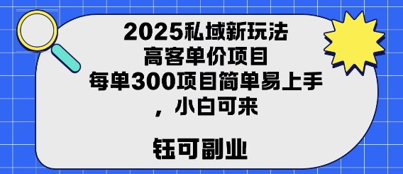 2025私域新玩法高客单价，每单3张操作简单，小白可轻松上手