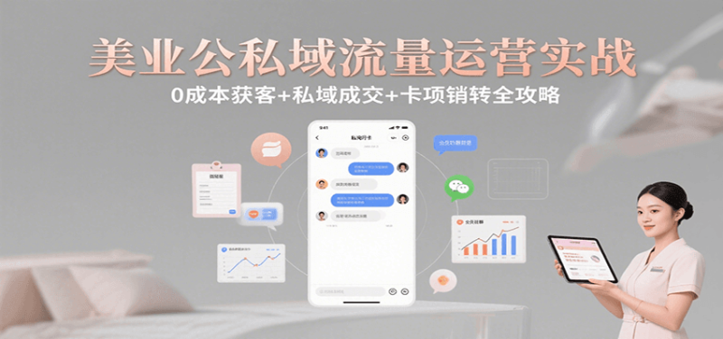 美业公私域流量运营实战：0成本获客+私域成交+卡项销转全攻略