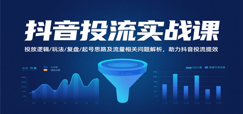 抖音投流实战课，投放逻辑/玩法/复盘/起号思路及流量相关问题解析，助力抖音投流提效