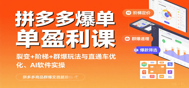 拼多多爆单盈利课：裂变+阶梯+群爆玩法与直通车优化、AI 软件实操