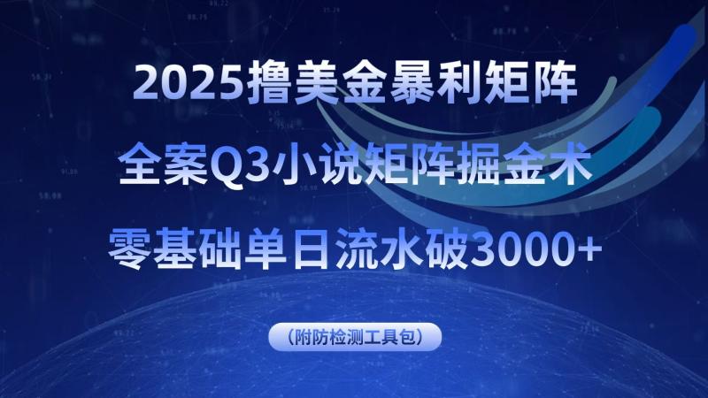 2025撸美金暴利矩阵，全案小说矩阵掘金术，零基础单日流水破3000+