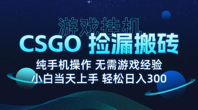 9月最新游戏搬砖，CSGO纯挂机，不需要玩游戏，实现真挂机，月入1W+