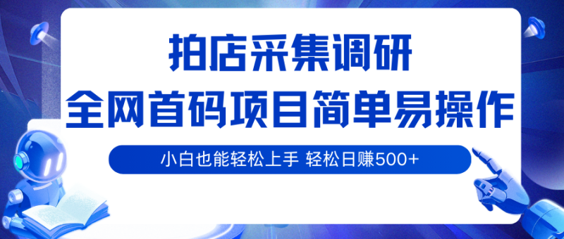拍店采集调研，全网首码项目，简单易操作， 小白也能轻松上手，轻松日赚500+