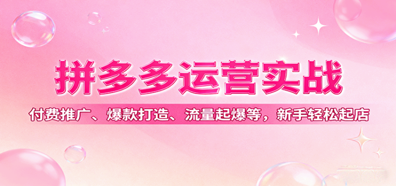 拼多多运营实战，付费推广、爆款打造、流量起爆等，新手轻松起店