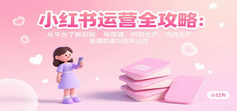 小红书运营全攻略：从平台了解到账号搭建、内容生产，做爆款库与矩阵运营