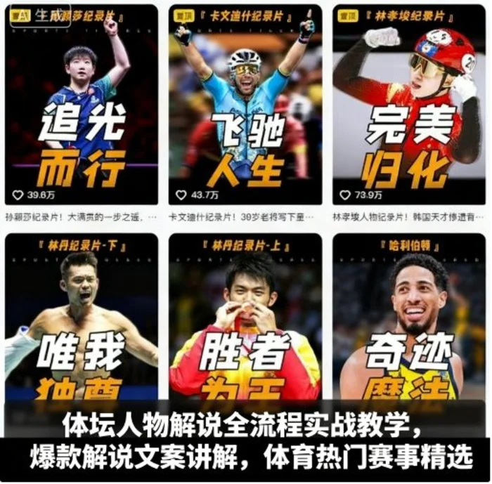 体坛人物解说全流程实战教学，爆款解说文案讲解，体育热门赛事精选