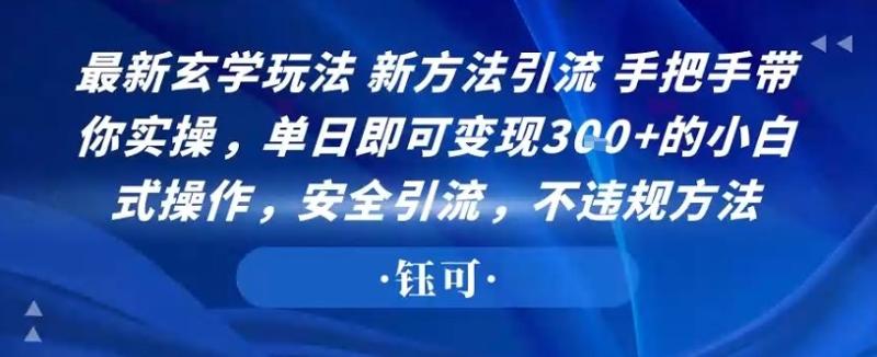 最新玄学玩法新方法引流手把手带你实操，单日即可变现3张+的小白式操作，安全引流，不违规方法