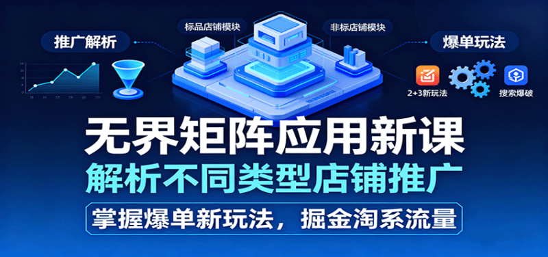 无界矩阵应用新课，解析不同类型店铺推广，掌握爆单新玩法，掘金淘系流量