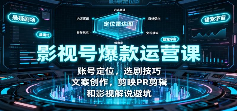 影视号爆款运营课：账号定位，选剧技巧，文案创作，剪映PR剪辑和影视解说避坑