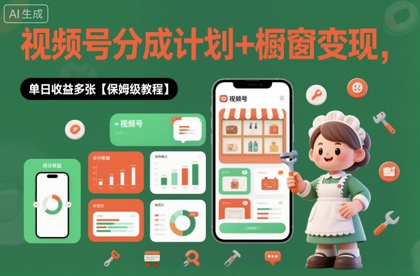 外面收费1980视频号分成计划+橱窗变现，单日收益多张【保姆级教程】