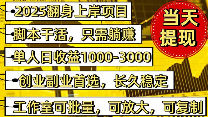 2025翻身上岸项目脚本干活，内部客户经理内部开号，单人日收益1000-300…