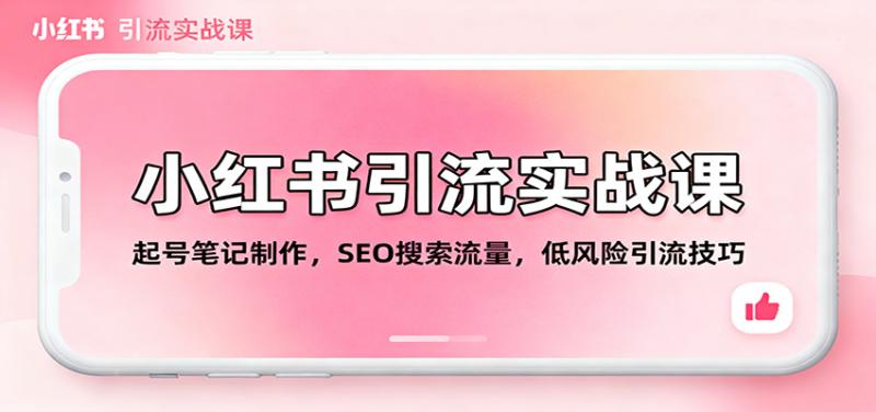 小红书引流实战课：起号笔记制作，SEO搜索流量，低风险引流技巧