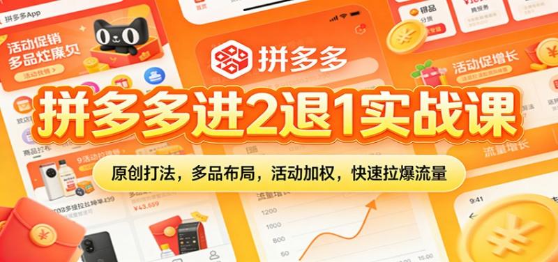 拼多多进2退1实战课：原创打法，多品布局，活动加权，快速拉爆流量