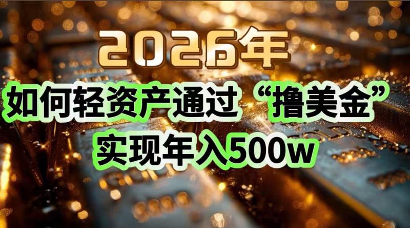 （17033期）2026年如何轻资产通过“撸美金”实现年入500w