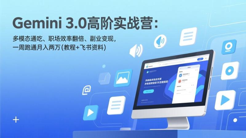 （17386期）Gemini 3.0高阶实战营：多模态通吃、职场效率翻倍、副业变现，一周跑通月入两万(教程+飞书资料)
