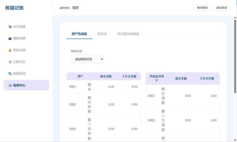 Web个人复式记账工具熊猫记账V1.0
