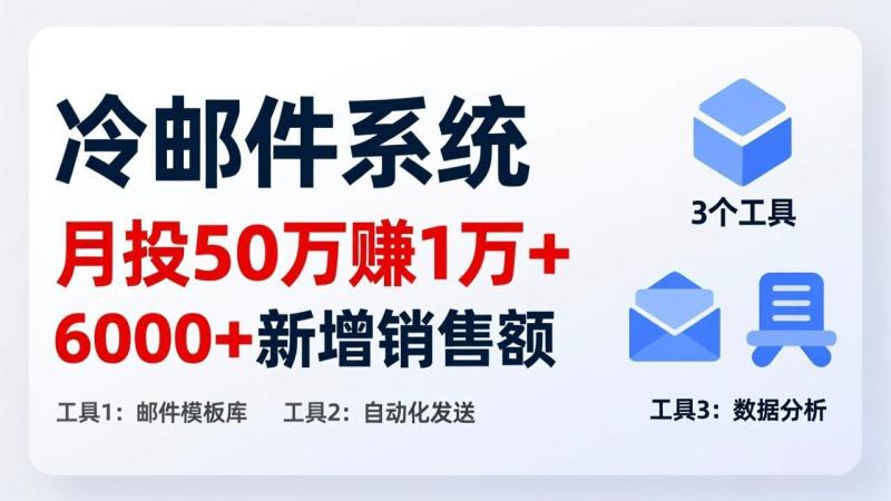 （17469期）月投 50 刀赚 1 万 +！冷邮件系统：6000 + 新增销售额，靠 3 个工具轻松搞