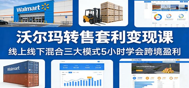 沃尔玛转售套利变现课:线上线下混合三大模式5小时学会跨境盈利