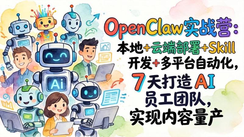 (17673期)OpenClaw实战营-更新:本地+云端部署+Skill开发+多平台自动化,7天打造AI员工团队+实现内容量产