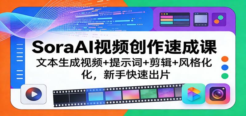 SoraAI视频创作速成课：文本生成视频+提示词+剪辑+风格化，新手快速出片