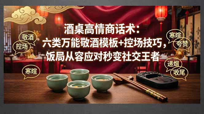 （18020期）付费文章：酒桌高情商话术：六类万能敬酒模板+控场技巧，饭局从容应对秒变社交王者