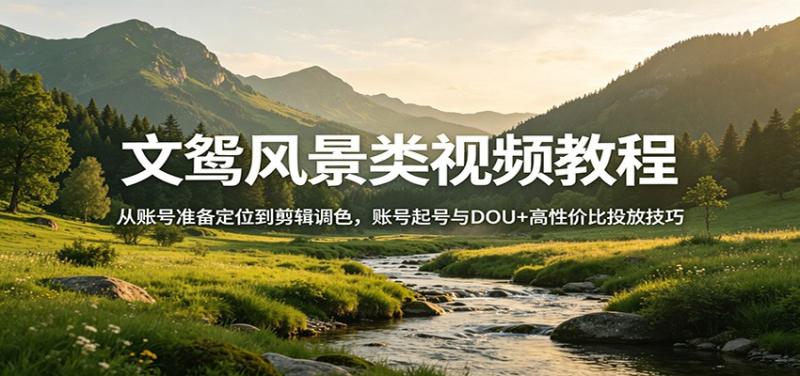 文鸳风景类视频教程：从账号准备定位到剪辑调色，账号起号与DOU+高性价比投放技巧